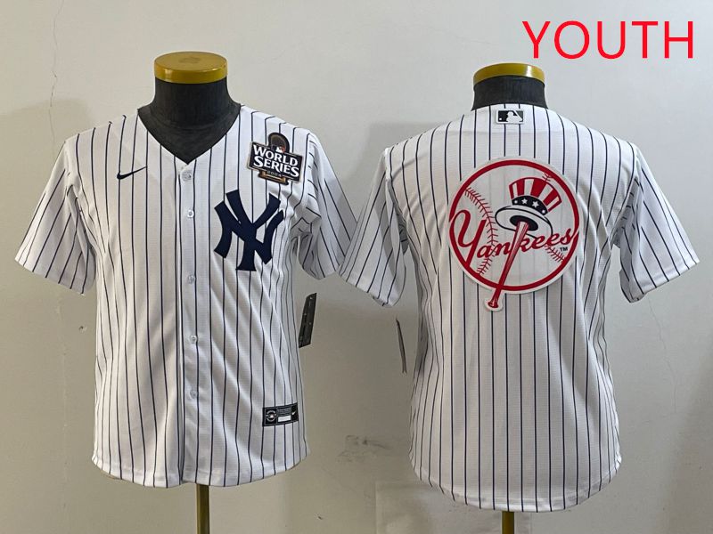 Youth New York Yankees Blank White Stripe Game 2025 Nike MLB Jersey style 13->youth mlb jersey->Youth Jersey